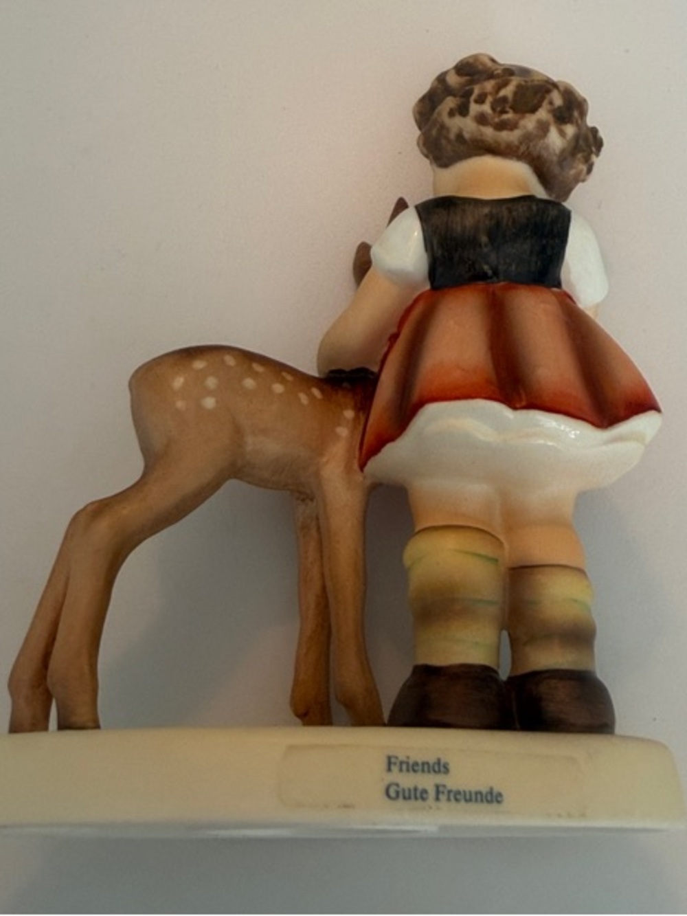 Hummel Figurine Girl with Fawn in Coral and Brown - Picture 4 of 4